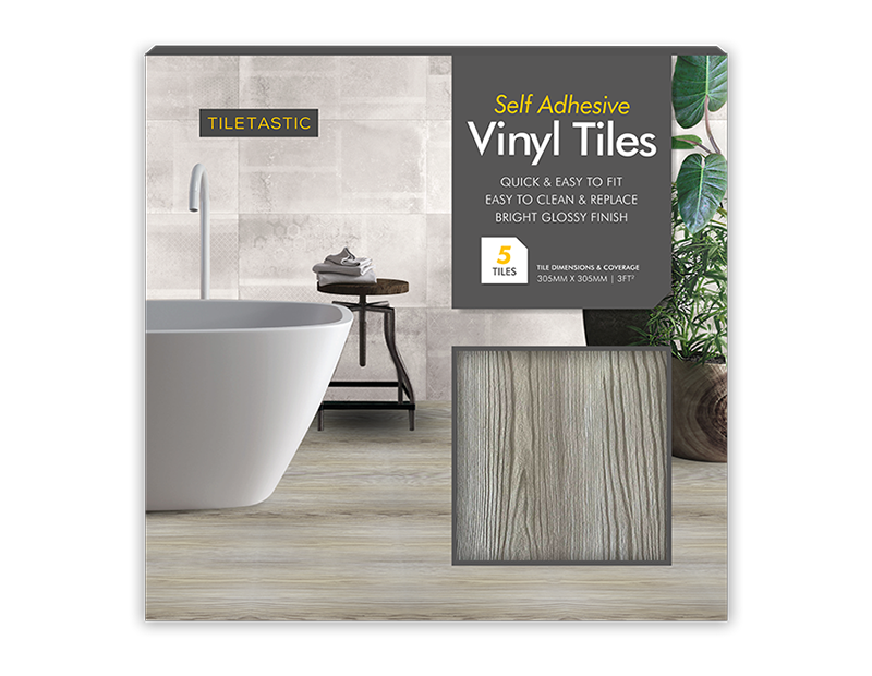 Grey Wood Adhesive Vinyl Tiles 5pk
